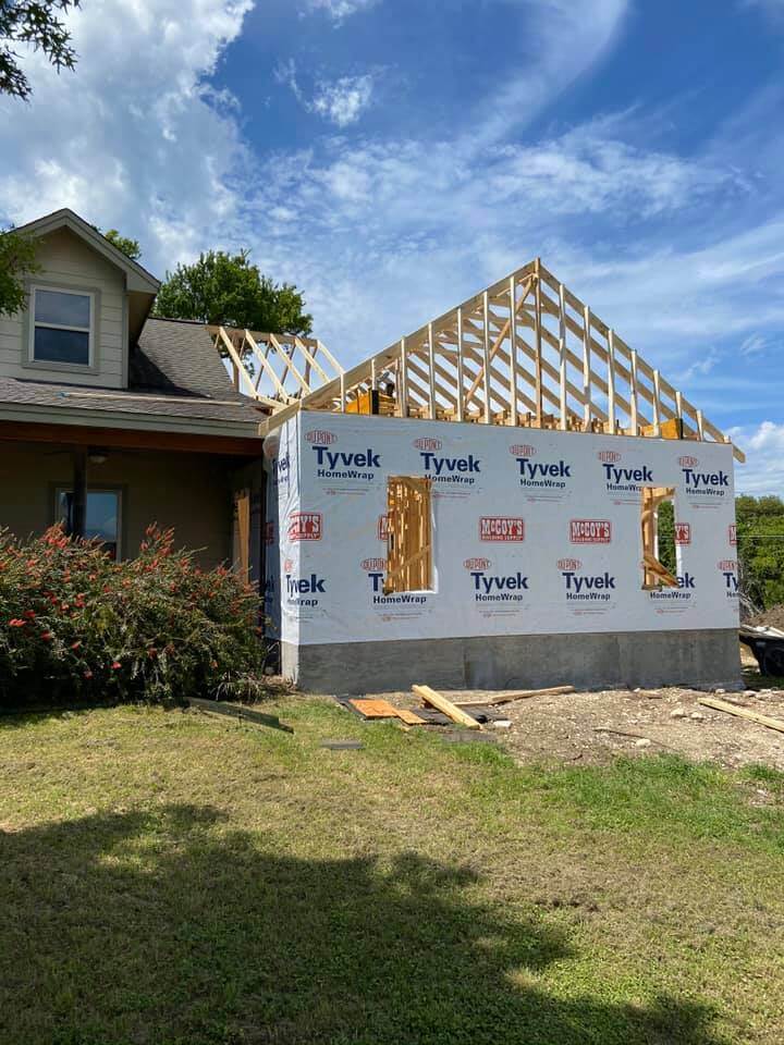 Completed framing for home addition in Boerne TX