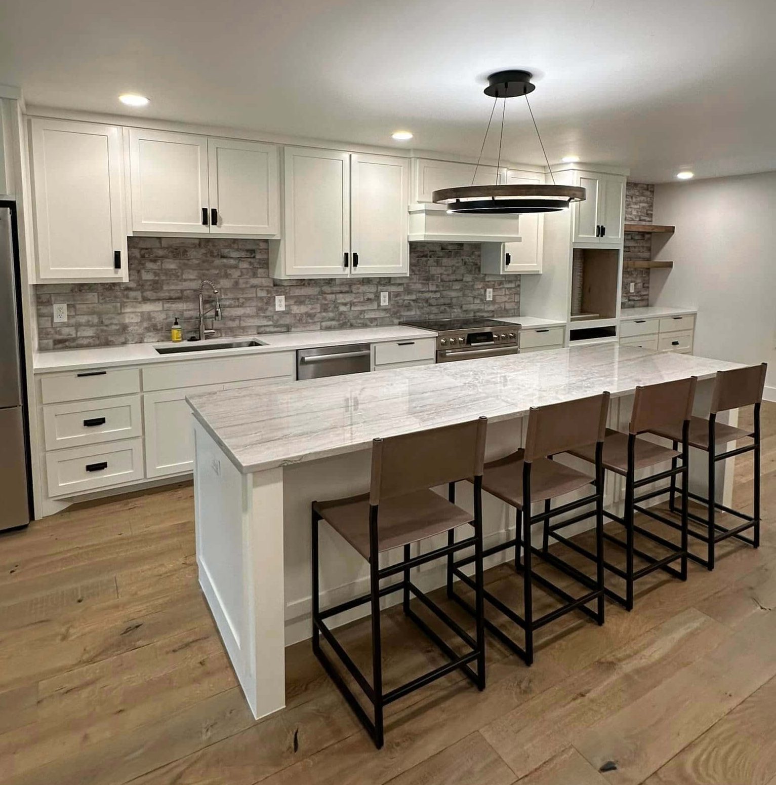 Home-Remodel_Boerne-white kitchen cabinets and island