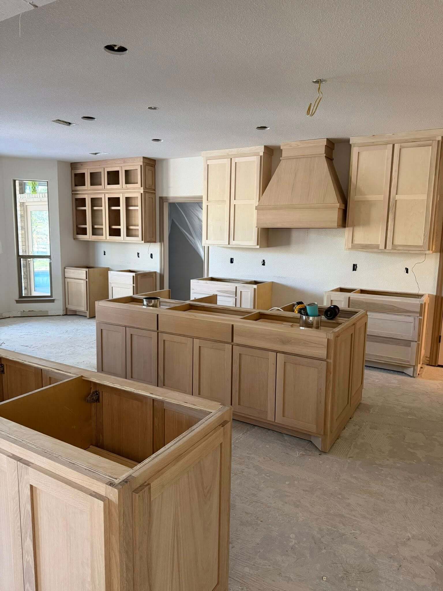 installation of oak cabinets in Fair Oaks Ranch TX kitchen remodel by Shaw Construction Services